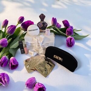 NiB Dior black velvet Pouch, Balm, Dior Prestige La Mousse, Dior Addict Lip 001